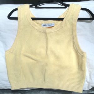 Yellow Cropped Sweater Vest